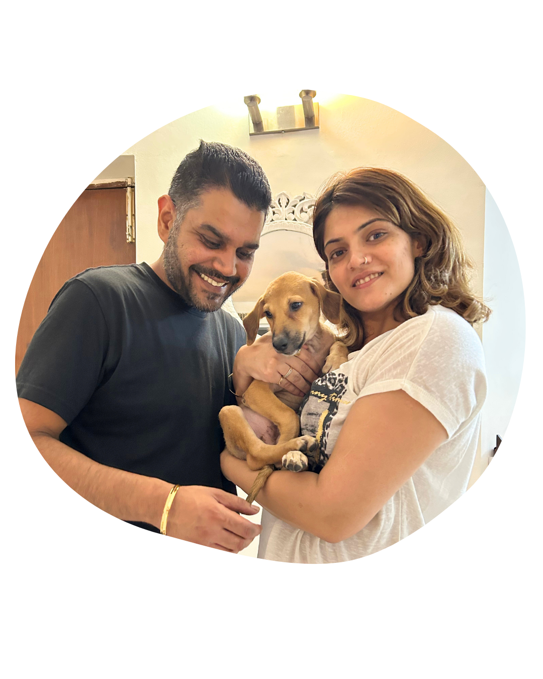 Family adopting a pet